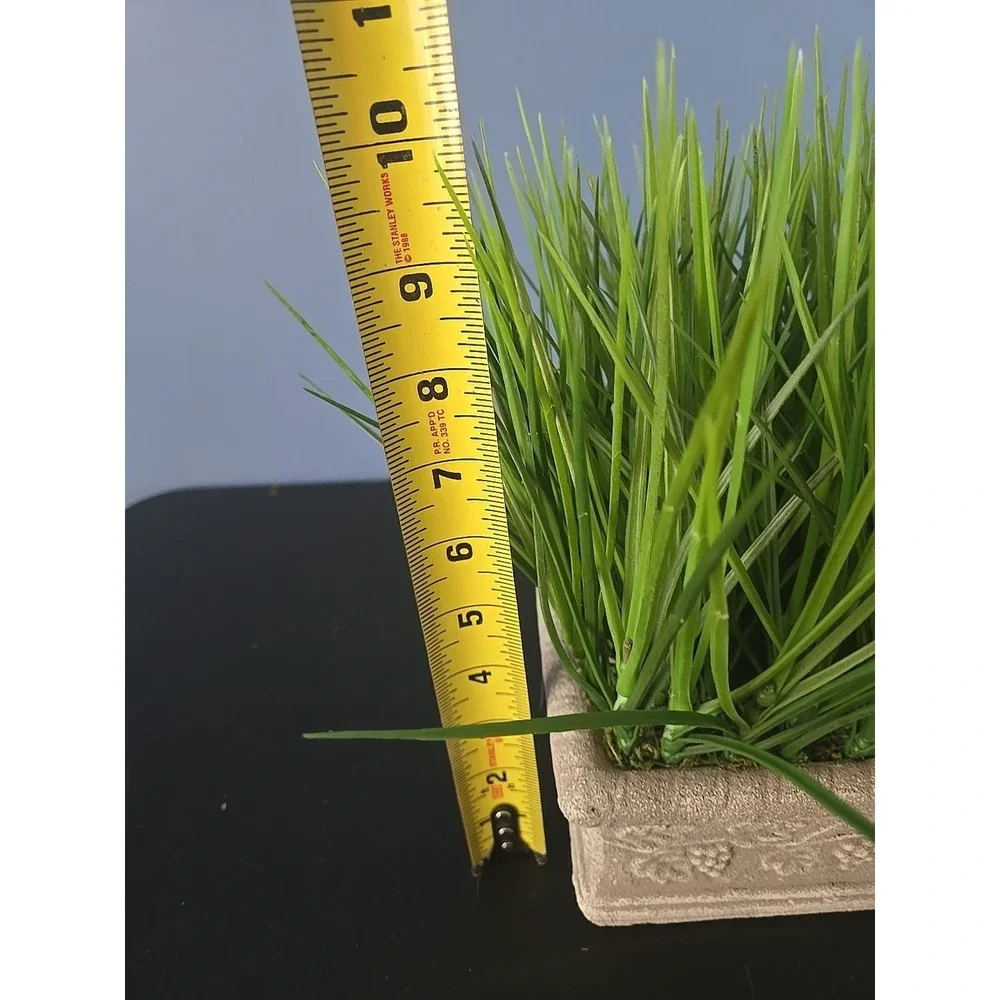 Set of 2 Faux Potted Grass in Faux Concrete Planter Patio Decorative Accent‎